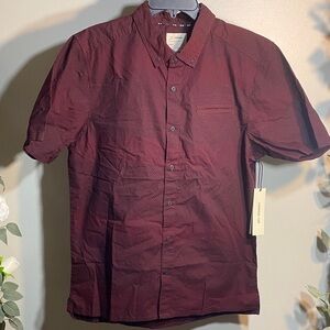 Men's Burgundy Button-Down Shirt